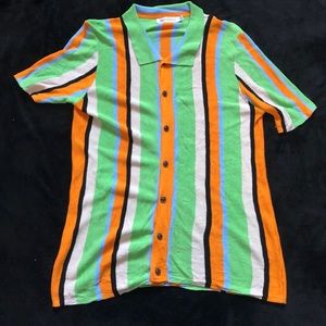 Multicolored knit button up